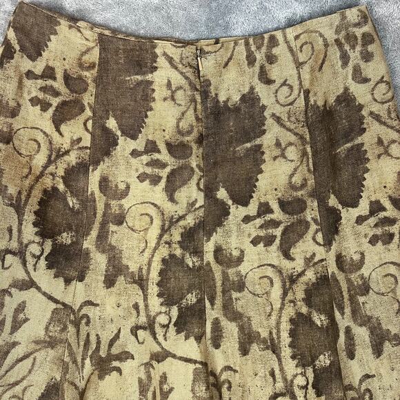 Ralph Lauren Midi Skirt Womens 8P 100% Linen Brown Floral Peasant Boho - Picture 6 of 8